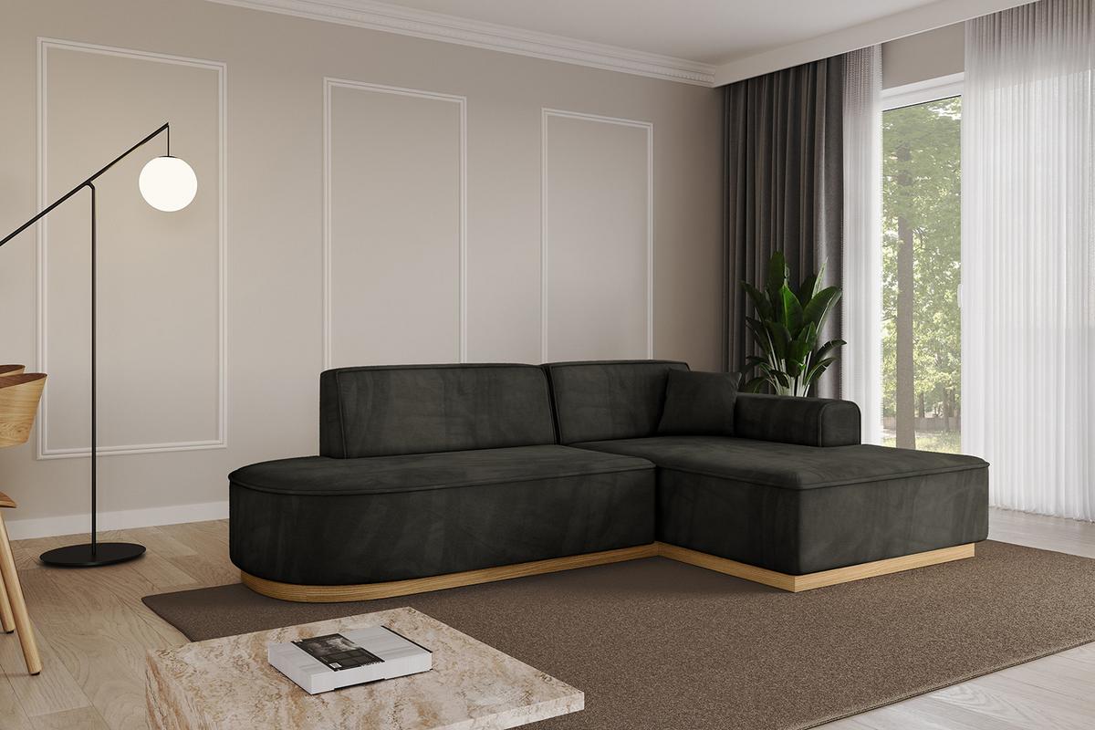 ECKSOFA Ottomane Rechts IREA-L1-v2 - 232x165x80 cm Schwarz - Schwarz, Holzwerkstoff/Textil (232/165cm) - ALTDECOR