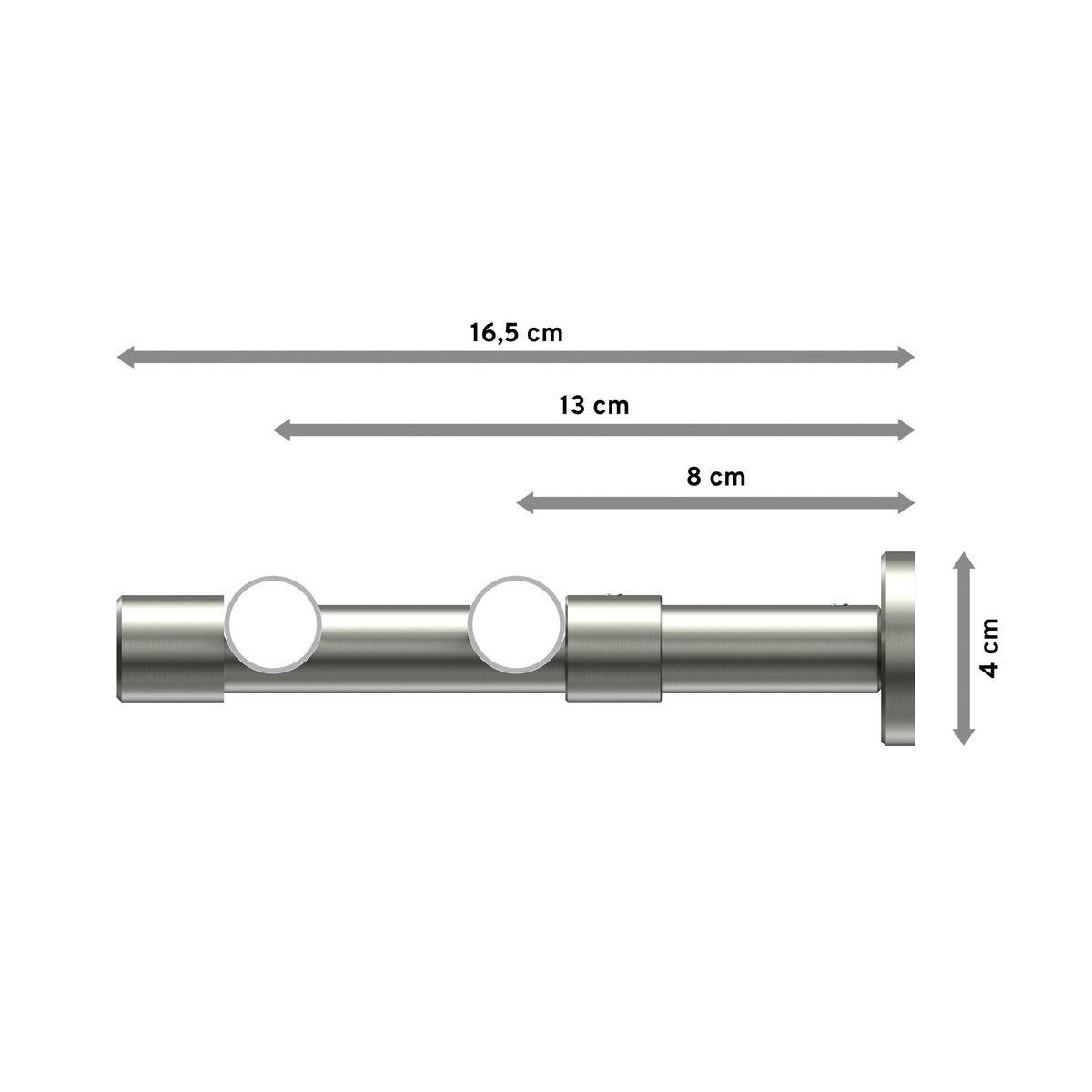 GARDINENSTANGE Prestige Luino 100 cm, 2-läufig, 20 mm Ø Edelstahl-Optik - Edelstahlfarben, Metall (100cm) - INTERDECO