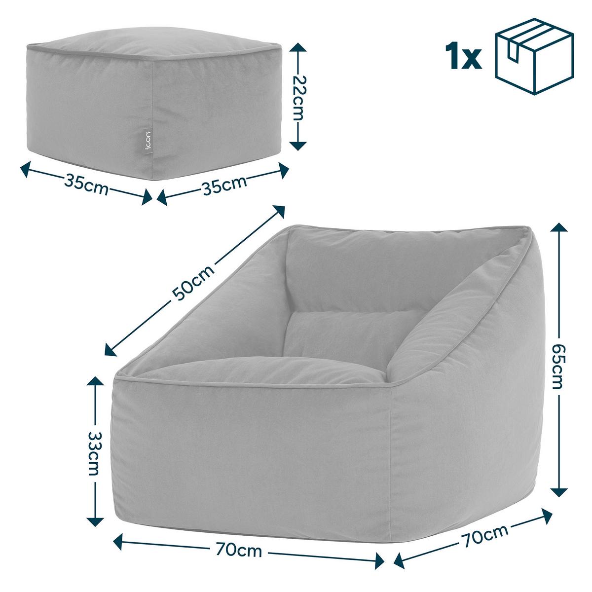SITZSACK Sessel mit Sitzpouf - Grau, Textil (70/65/70cm) - icon