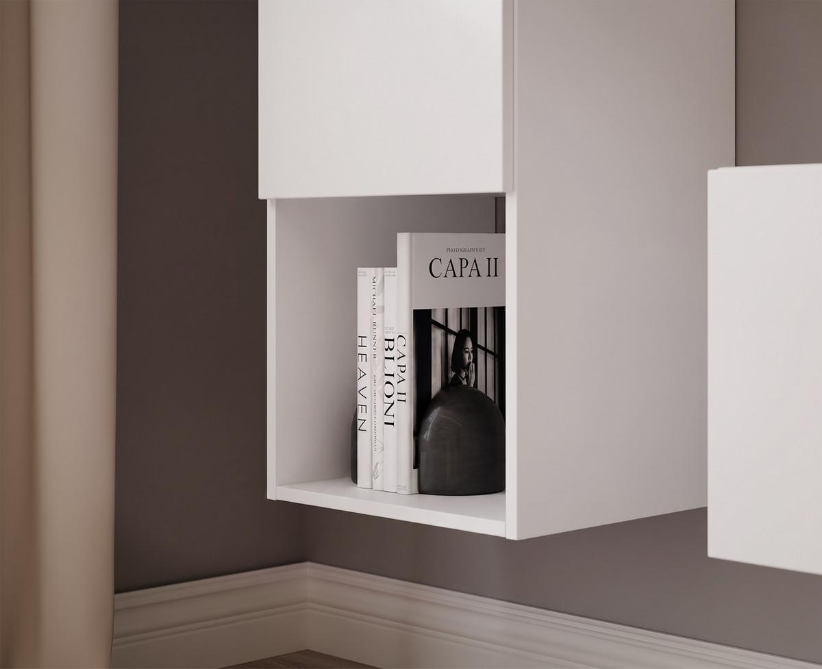 WOHNWAND ANGEL LINE I 2-teilig, mit LED-Beleuchtung, Weiß matt - Weiß, Holzwerkstoff (240/180/40cm) - Idohome