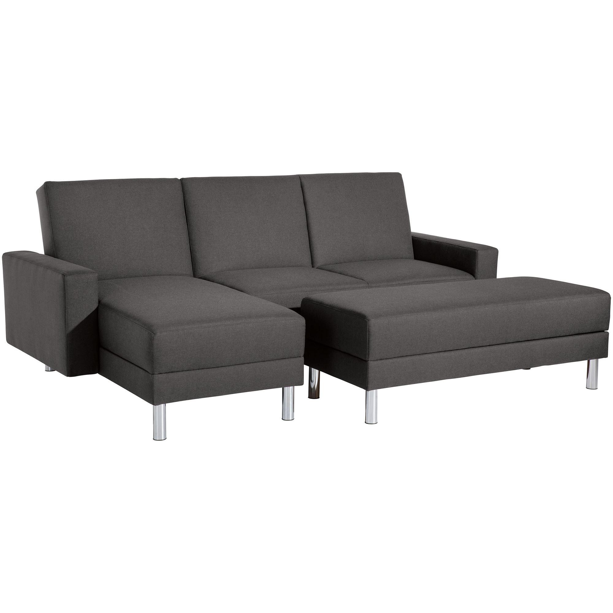 FUNKTIONSSOFA mit Hocker Katryna Flachgewebe anthrazit - Anthrazit, Kunststoff (144/92/230cm) - 58aufmkessel