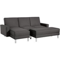 FUNKTIONSSOFA mit Hocker Katryna Flachgewebe anthrazit - Anthrazit, Kunststoff (144/92/230cm) - 58aufmkessel