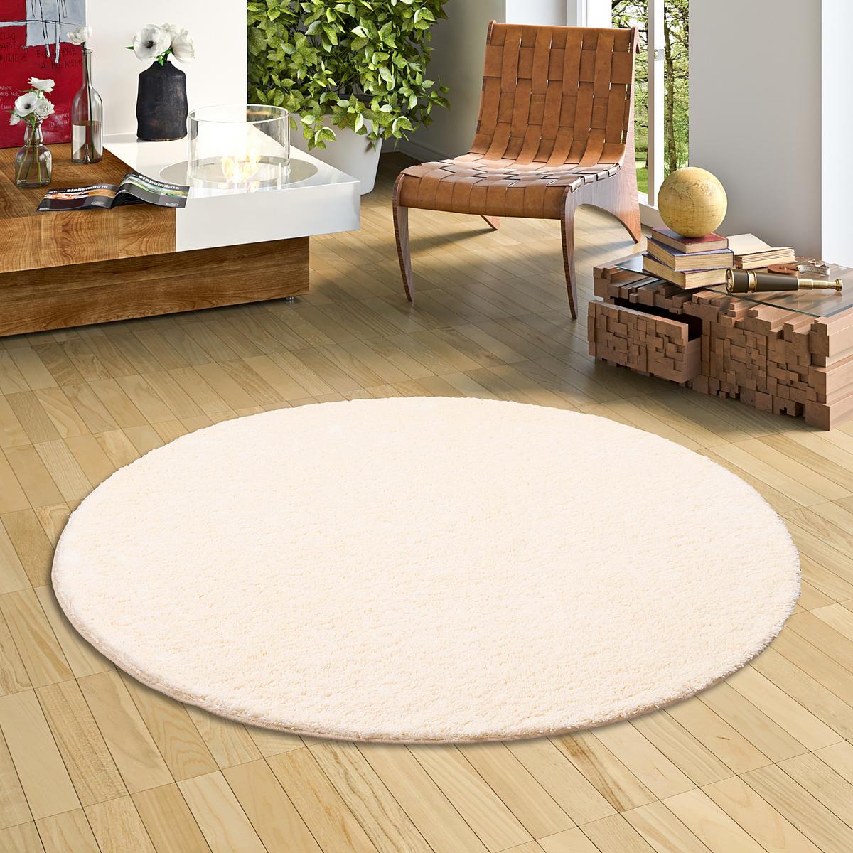 HOCHFLOR SHAGGY TEPPICH PALACE RUND - Creme, Textil (133/133cm) - Snapstyle