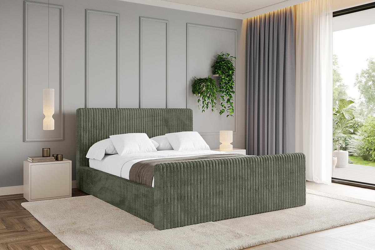POLSTERBETT mit Bettkasten, Fußteil und Lattenrost, Boxbett ohne Matratze - ALOVA-Z-V1 120x200 Olivgrün - Olivgrün, Holzwerkstoff/Textil (120/200cm) - ALTDECOR