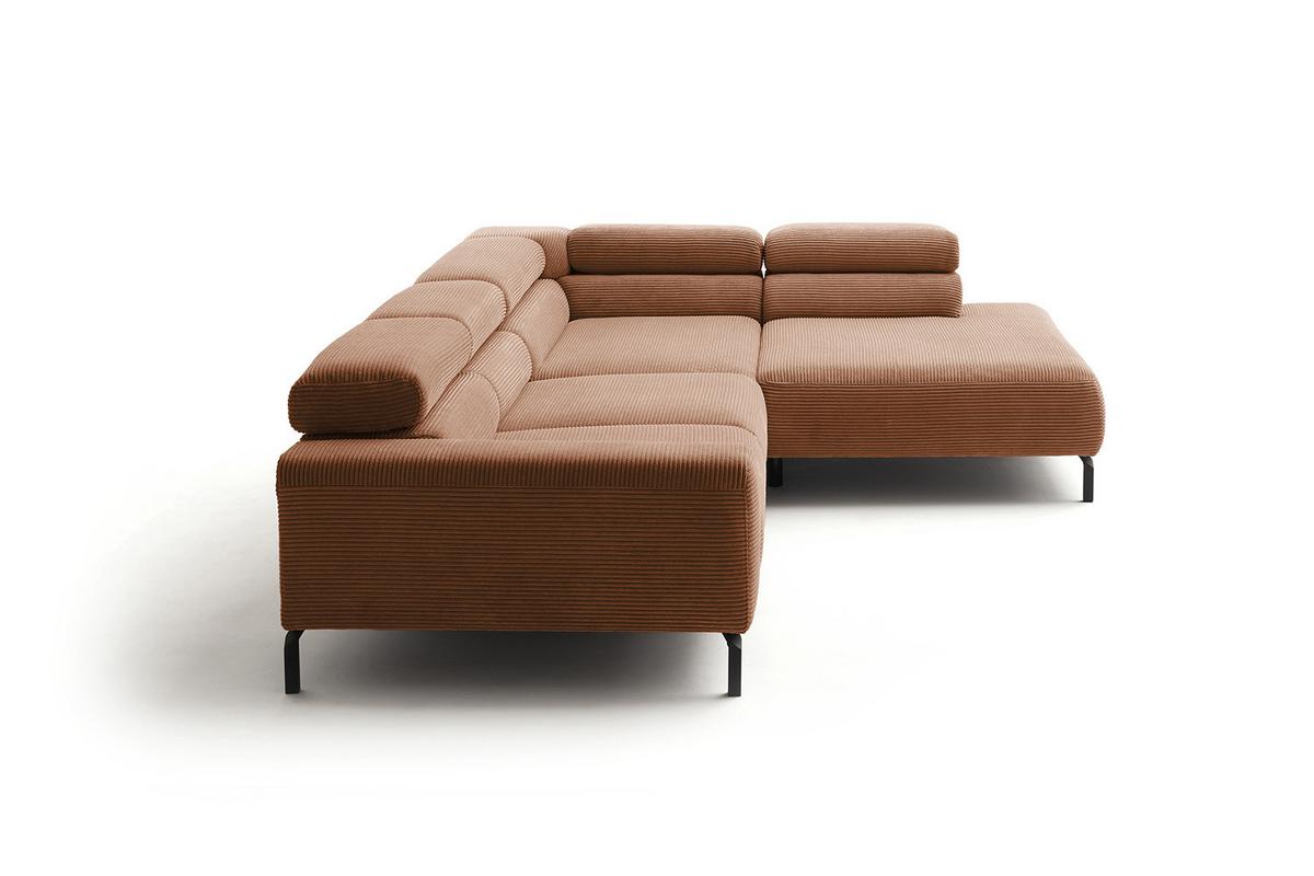 ECKSOFA DELIA Braun Cord - Schwarz/Braun, Textil/Metall (312/219cm) - KAWOLA