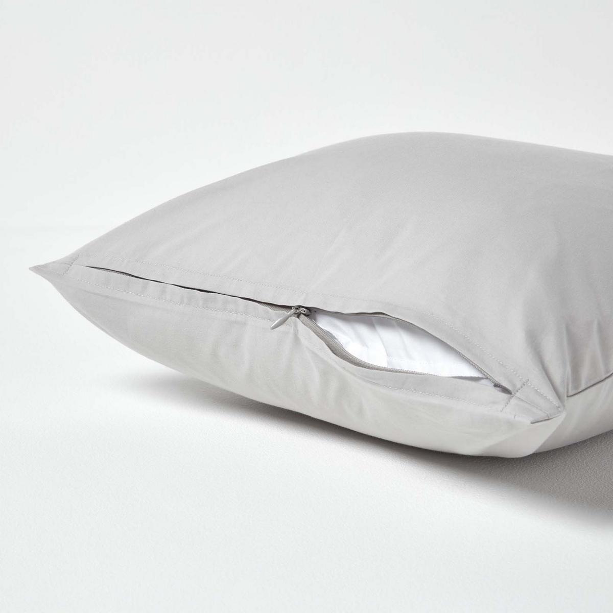 KISSENBEZUG Perkal, Ägyptische Baumwolle, Fadendichte 200 - Grau, Textil (40/40cm) - Homescapes