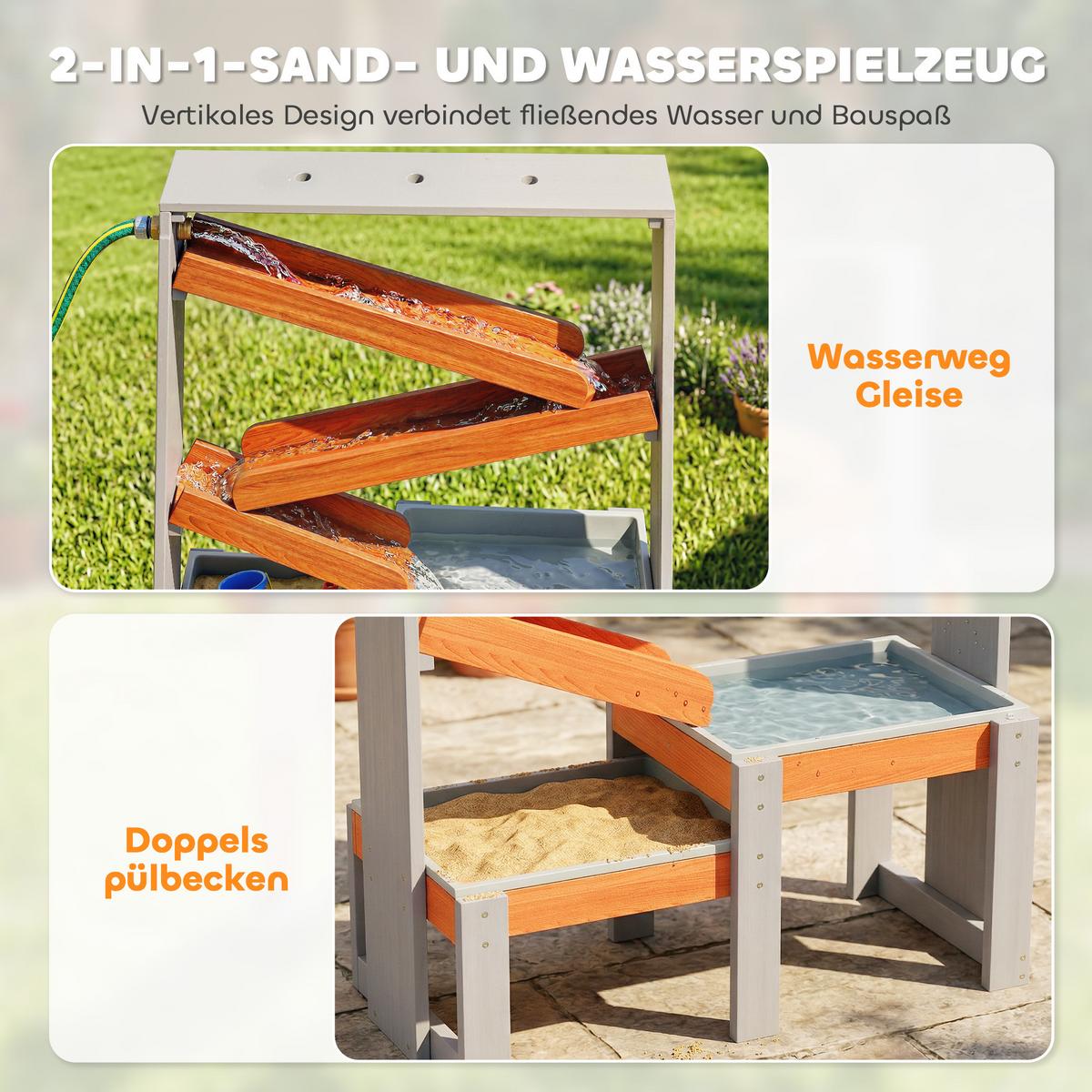 SAND-WASSERSPIELTISCH Tannenholz Kunststoff Grau - Grau, Holz (75/34.5/105cm) - AIYAPLAY