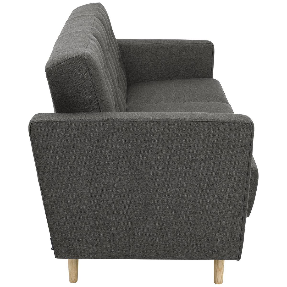 SOFA 3-Sitzer mit Bettfunktion Kazia Flachgewebe anthrazit - Anthrazit, Kunststoff (224/81/83cm) - 58aufmkessel