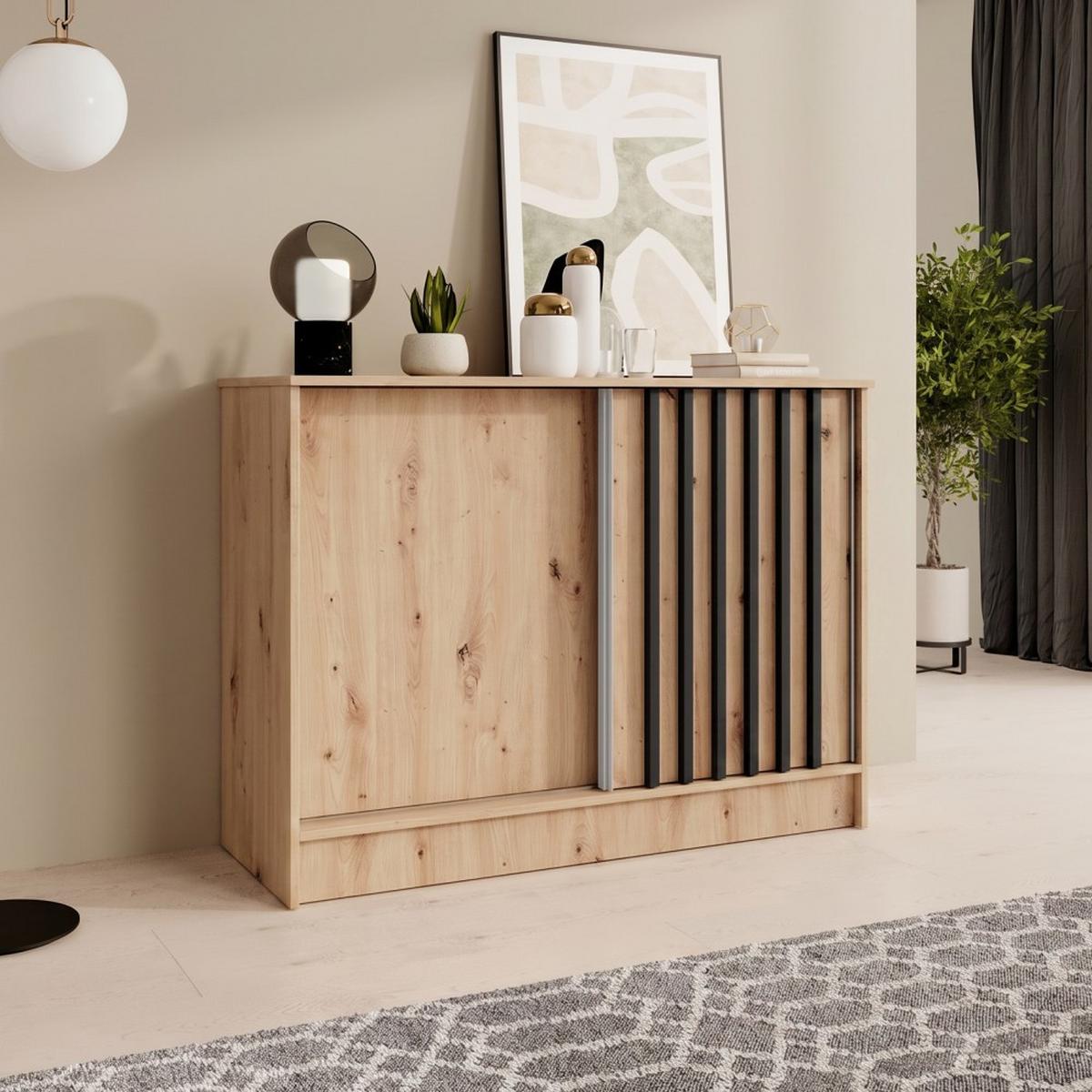 KOMMODE Horizon mit 2 Schiebetüren, eiche Artisan, 100 cm - Eiche Artisan, Holzwerkstoff (101/85/43.5cm) - Beautysofa