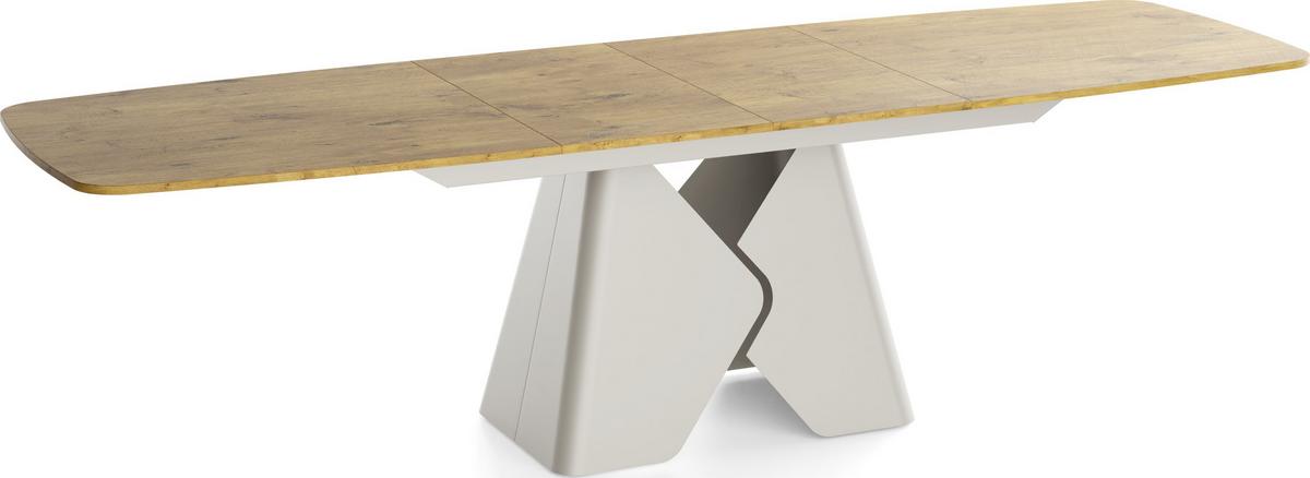 ESSTISCH Vanta rechteckig ausziehbar verlängerbar mit Metallgestell in Kaschmir Grau, Eiche Hell Braun 180-270/90/76 cm - Eichefarben/Schwarz, Holzwerkstoff/Metall (90/270/76cm) - WFL GROUP