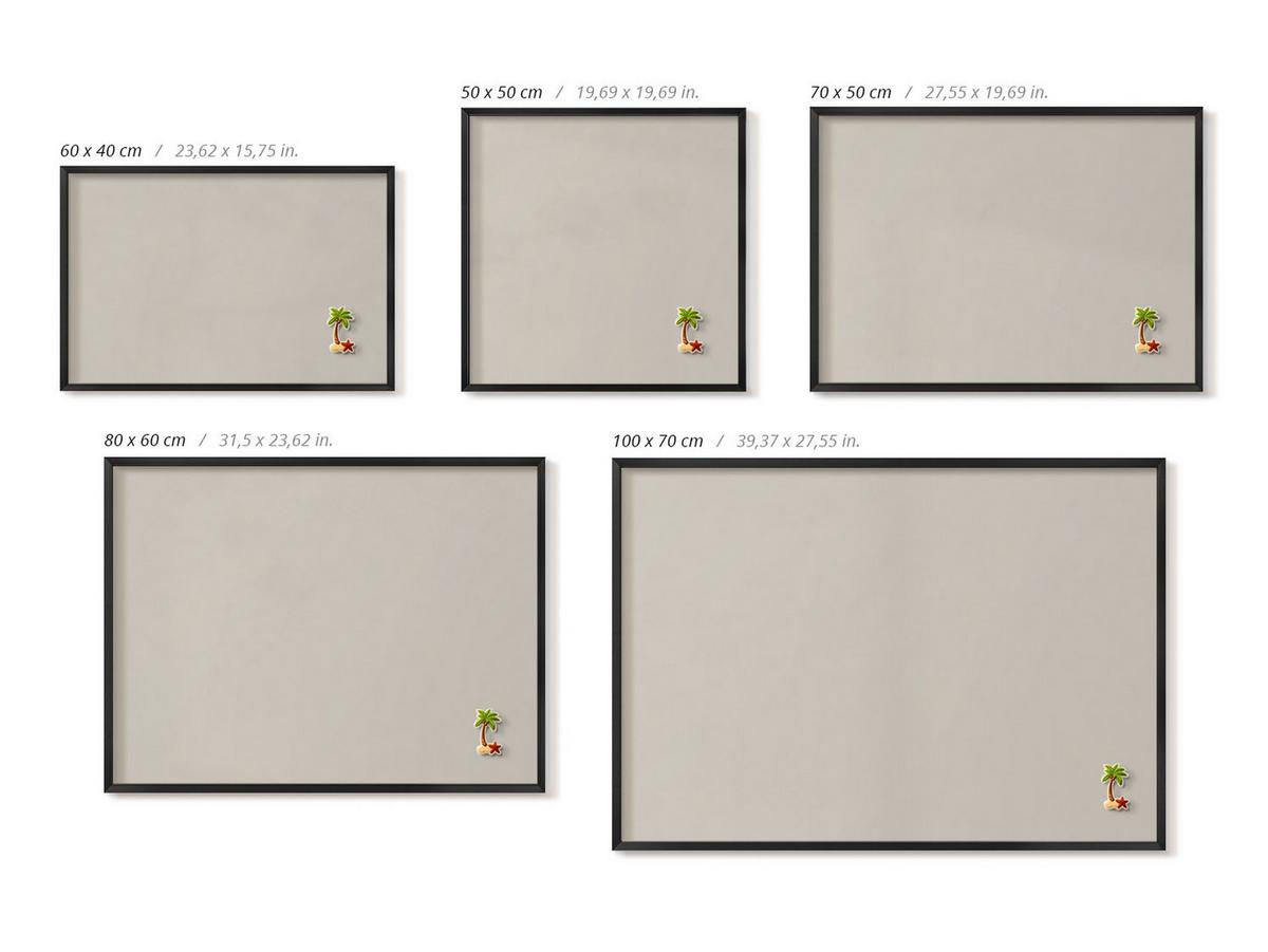 MAGNETTAFEL 60x40 cm Schwarzer Rahmen Cremefarben - Naturfarben, Metall (60/50/0.4cm) - TULUP