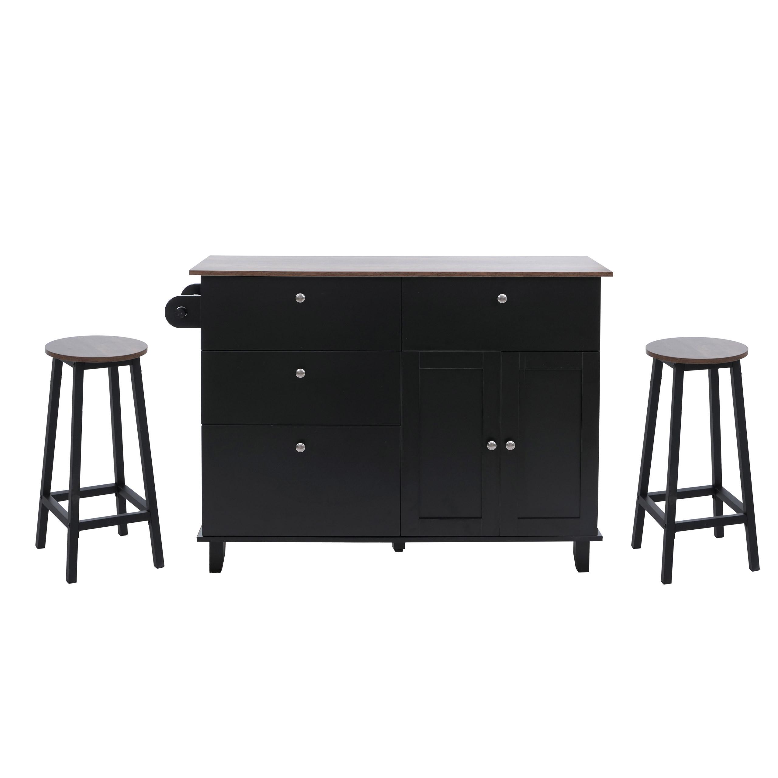 KÜCHENINSEL Schwarz, Braun - Schwarz/Braun, Holz (131/90/47cm) - MCW