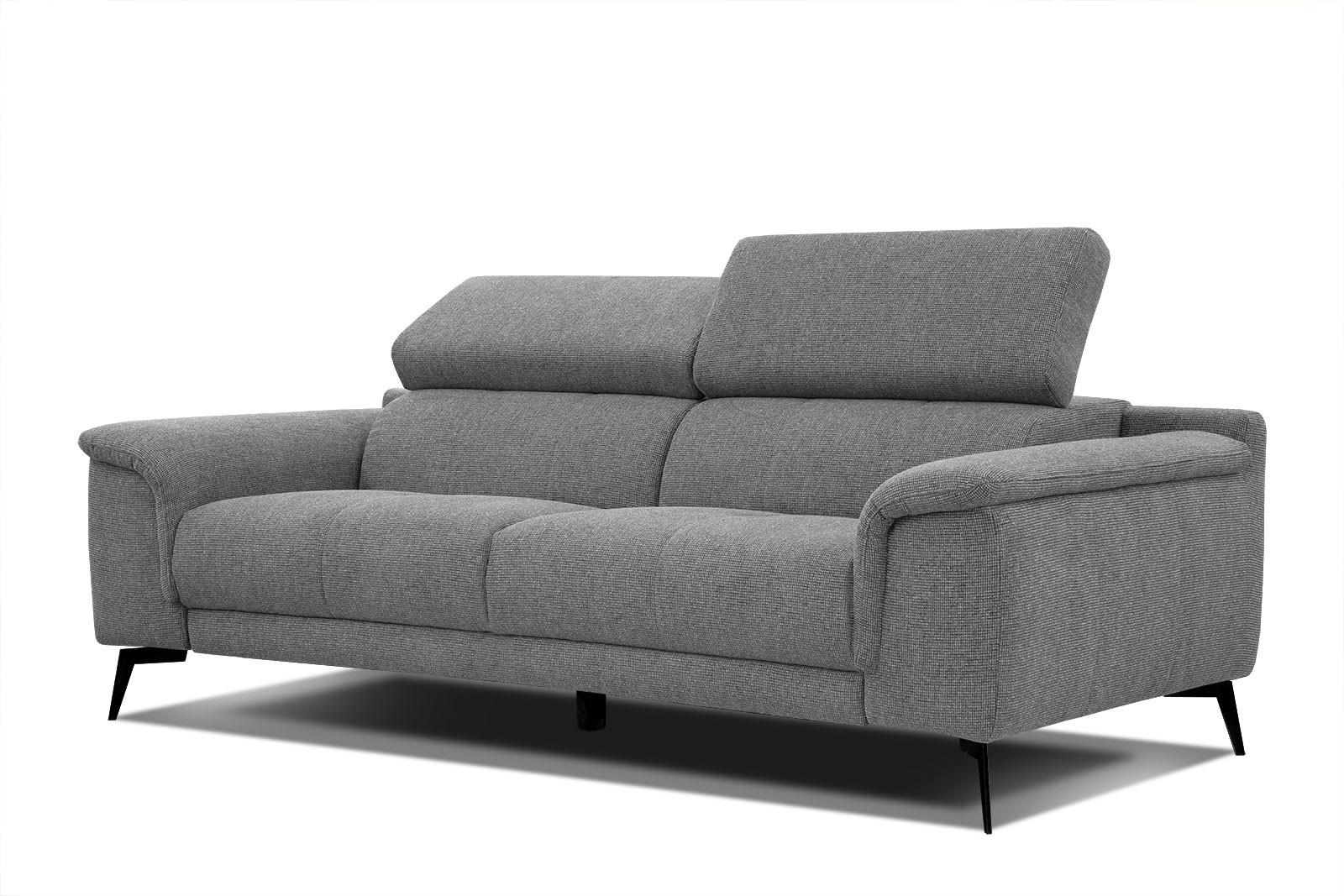 SOFA FIERO 3-Sitzer, grau - Schwarz/Grau, Holzwerkstoff/Textil (212/82/103cm) - Wozimo