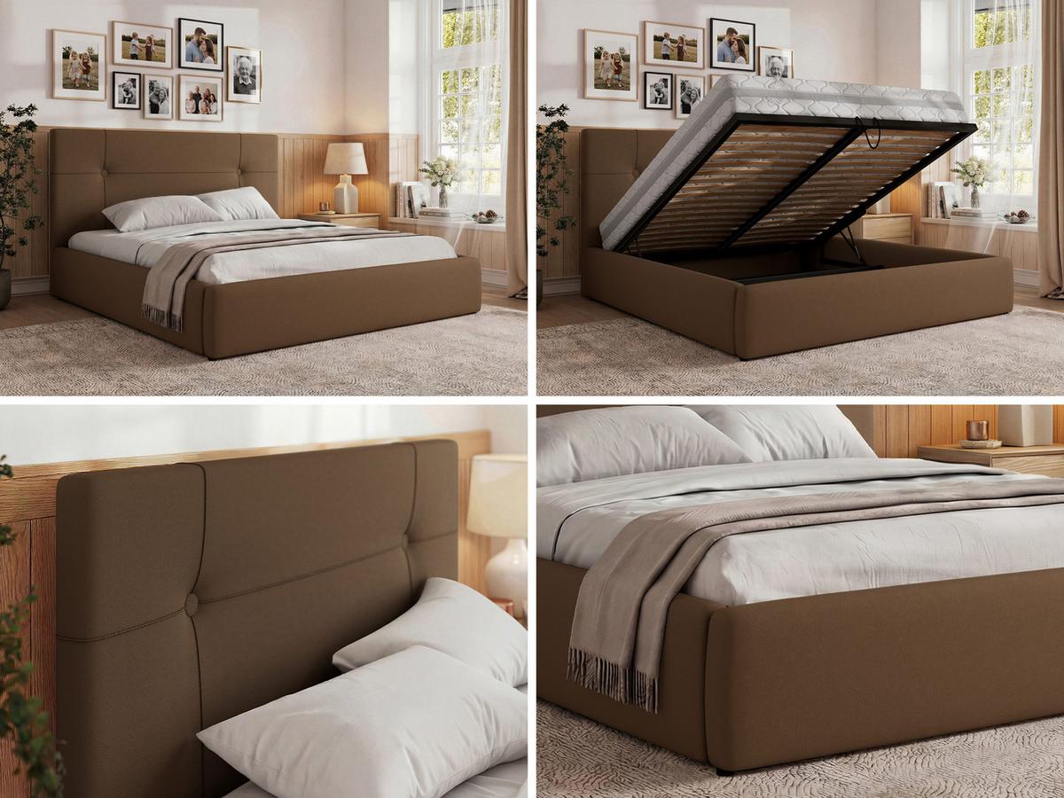 POLSTERBETT CALERIO CLASSIC 180/200 - Braun Kunstleder - Matratze Foam - Schwarz/Braun, Kunststoff/Textil (180/200cm) - MKS