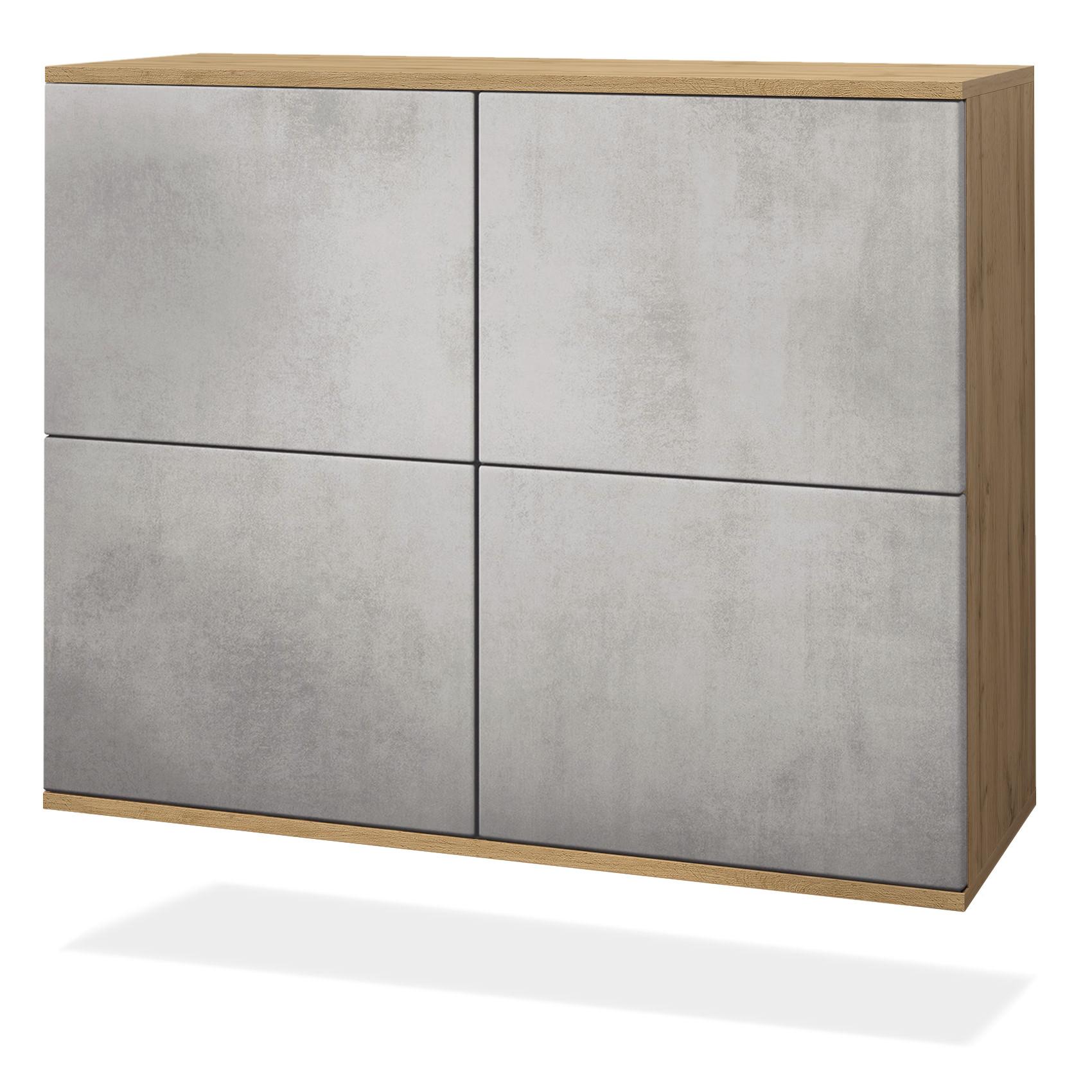 KOMMODE Rova Beton Oxid Optik - Hellgrau, Holzwerkstoff (92.5/73.5/35cm) - Vladon