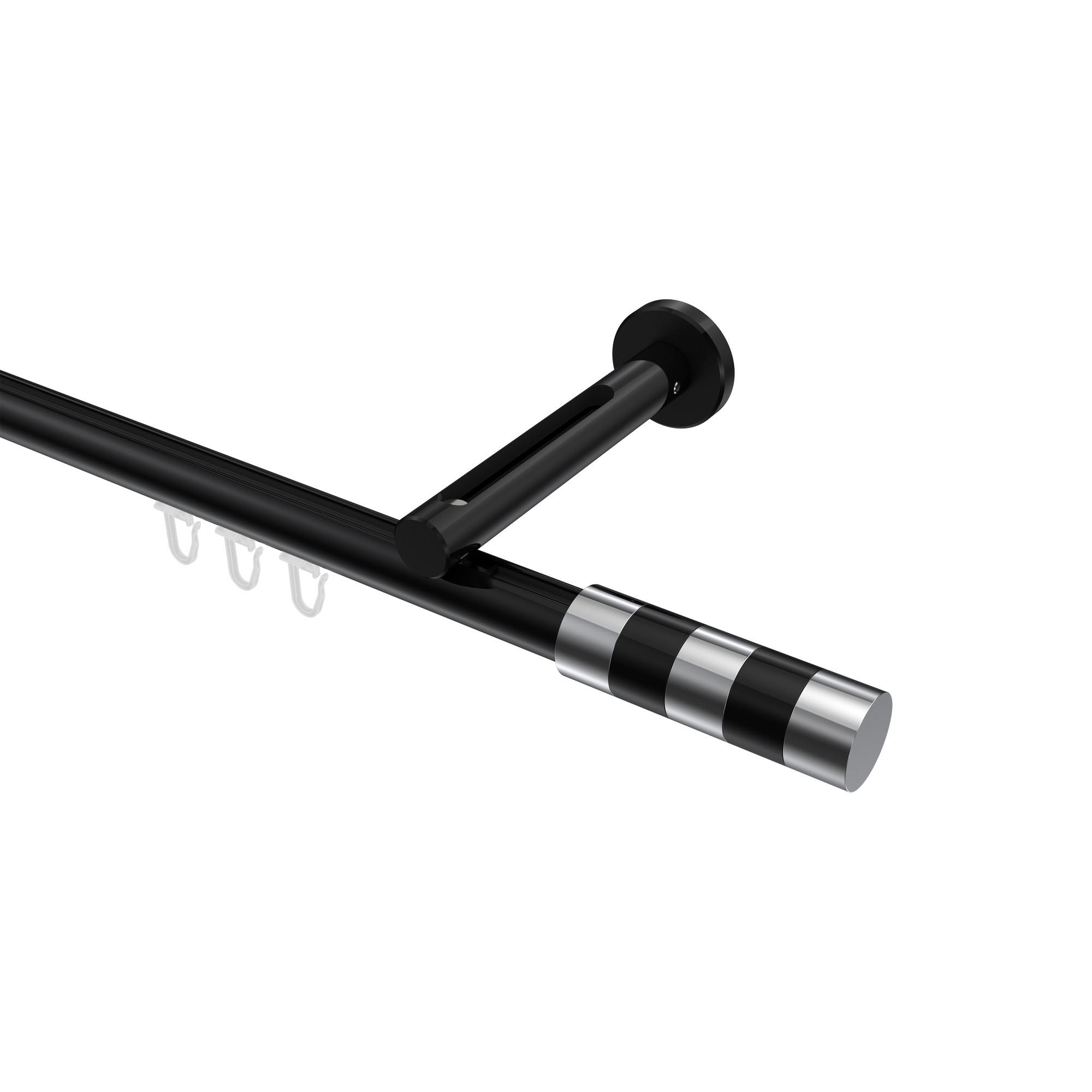 GARDINENSTANGE INNENLAUF Siteno Mavell 240 cm (geteilt in 2 x 120 cm), 1-läufig, 20 mm Ø Schwarz - Chromfarben/Schwarz, Metall (240cm) - INTERDECO