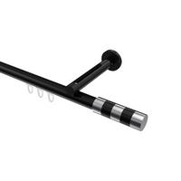 GARDINENSTANGE INNENLAUF Siteno Mavell 240 cm (geteilt in 2 x 120 cm), 1-läufig, 20 mm Ø Schwarz - Chromfarben/Schwarz, Metall (240cm) - INTERDECO