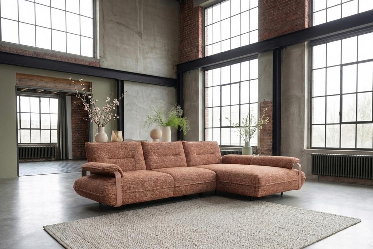 ECKSOFA ANISSA Braun Flachgewebe - Schwarz/Braun, Kunststoff/Textil (185/297cm) - KAWOLA
