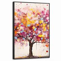 LEINWAND Bilder mit Rahmen - Aquarell - Baum - Kunst - Abstrakt - 60x90 - Multicolor, Textil (60/90cm) - MuchoWow