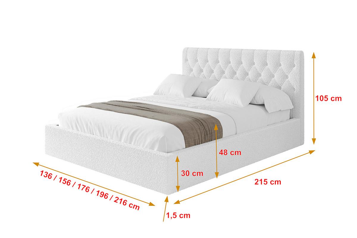 POLSTERBETT mit Bettkasten und Lattenrost, Boxbett ohne Matratze - RENO 180x200 Weiß - Weiß, Holzwerkstoff/Textil (180/200cm) - ALTDECOR