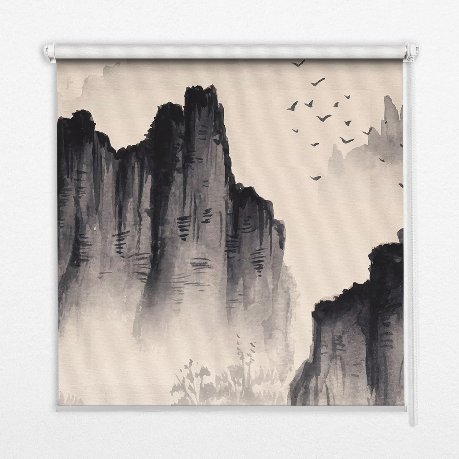 INNENROLLO - Fensterrollo - Rollo - 80x180 cm - Felsen - Schwarz, Kunststoff (80/180/0.5cm) - TULUP