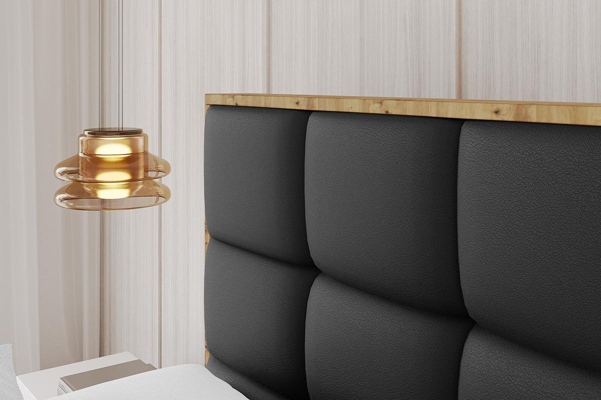 POLSTERBETT mit Bettkasten, Fußteil und Lattenrost, Boxbett ohne Matratze - ENZO2-Z 180x200 Schwarz Kunstleder - Schwarz Hochglanz, Holzwerkstoff/Textil (180/200cm) - ALTDECOR