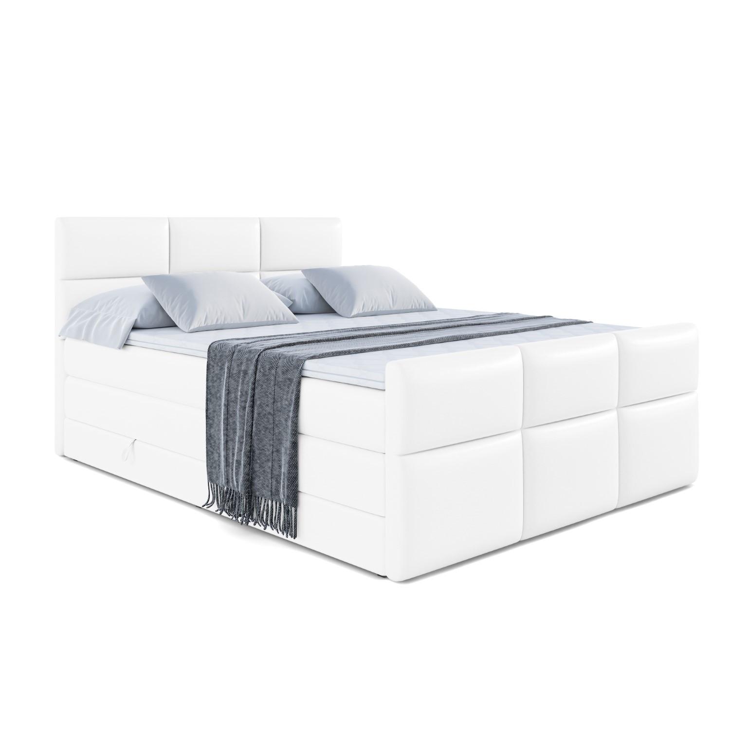BOXSPRINGBETT OHIO-Z KING - 140x200 - H3/H4 - Weiß Hochglanz - Weiß Hochglanz, Holzwerkstoff (140/200cm) - ALTDECOR