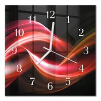 WANDUHR aus Glas 30x30 cm - Abstrakte Linien - Rot, Glas (30/30/0.4cm) - TULUP