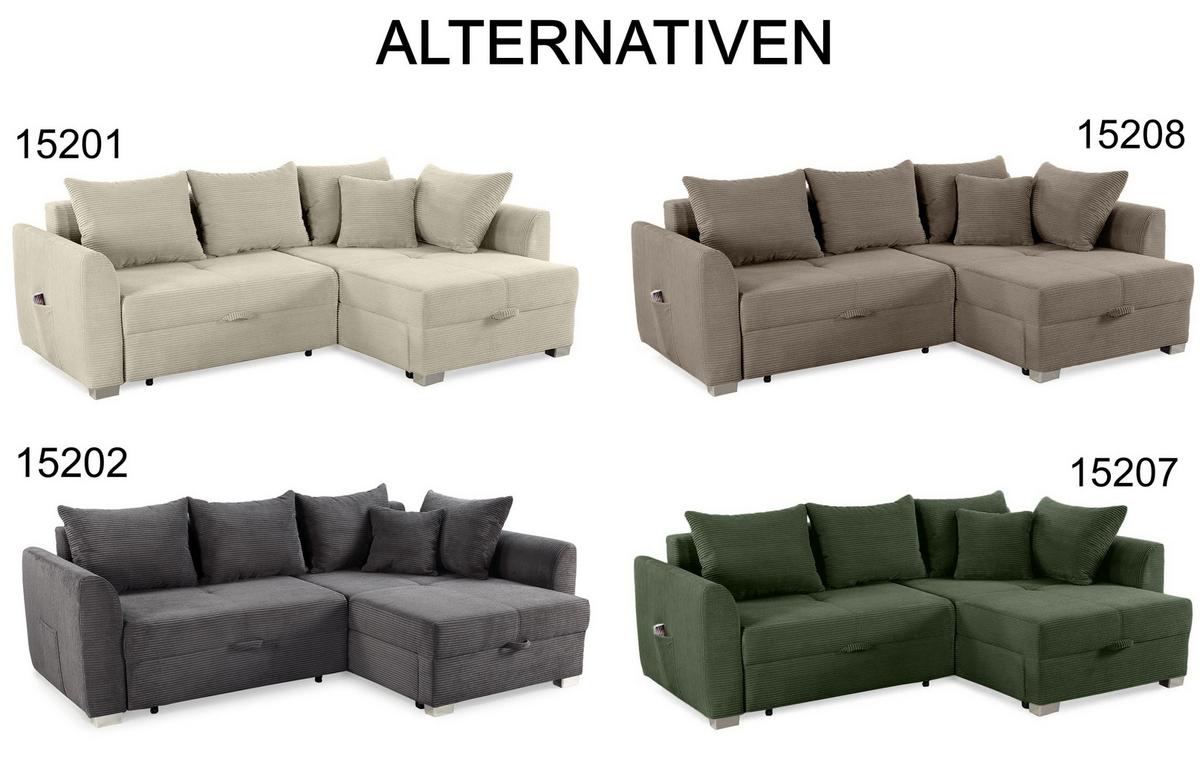ECKSOFA mit Schlaffunktion und Bettkasten, seitenverkehrt montierbar B236/T160/H81 cm, Liegefl. 142x202 cm, Cord Braun Taupe / 15208 - Chromfarben/Braun, Kunststoff/Textil (236/160cm) - luma-home