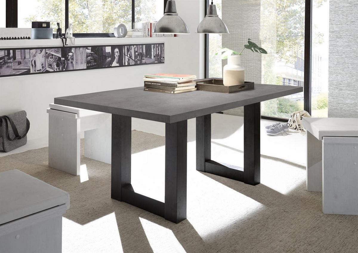 ESSZIMMERTISCH Eila 8 140 x 90 x 75 Esstisch Schwarzstahl/Graphit - Grau, Holz (140/90/75cm) - 58aufmkessel