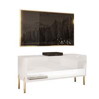 LOWBOARD TV-Schrank CALANTE 90 cm auf geraden goldenen Chrom-Beinen - Weiß Hochglanz/Goldfarben, Holzwerkstoff/Metall (90/44/35cm) - Lookway