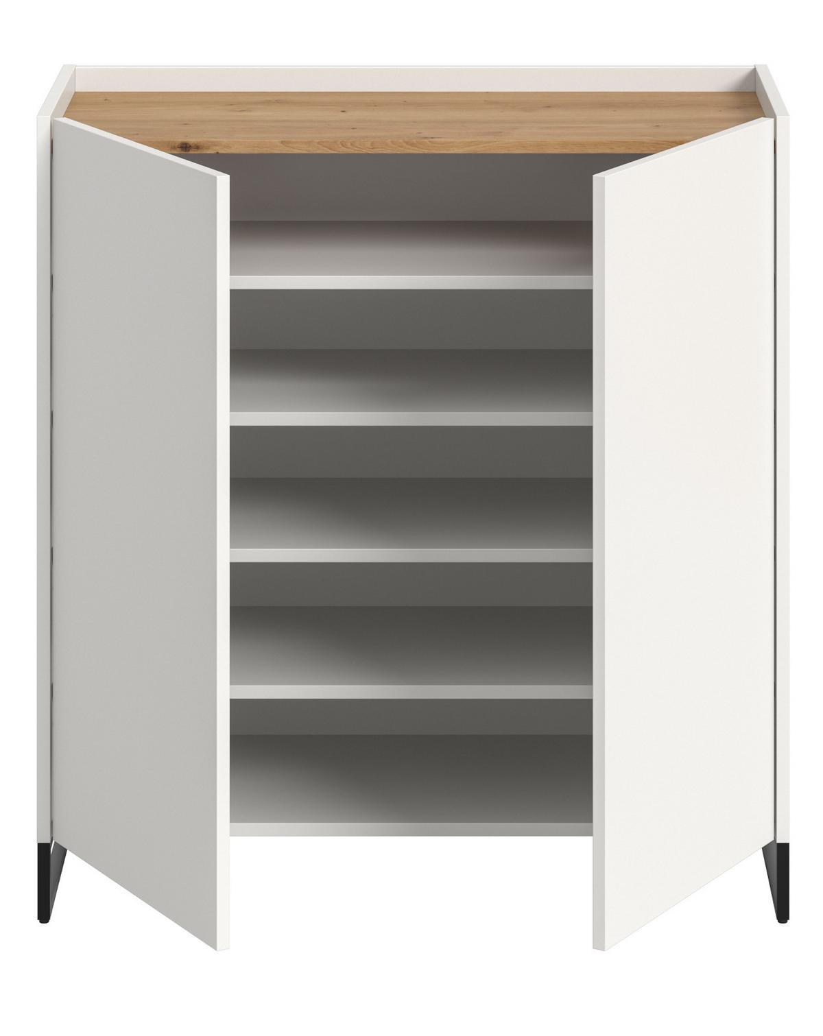 SCHUHSCHRANK weiß und Artisan Eiche, Schuhkommode 90 x 97 cm, Soft-Close - Schwarz/Weiß, Holzwerkstoff/Metall (90/97/38cm) - Inn.Furn