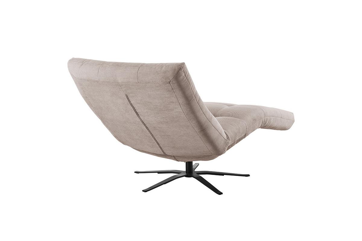 RELAXLIEGE LETICIA Beige Cord Drehbar (360°), Relaxfunktion - Beige/Schwarz, Textil/Metall (82/115/156cm) - KAWOLA