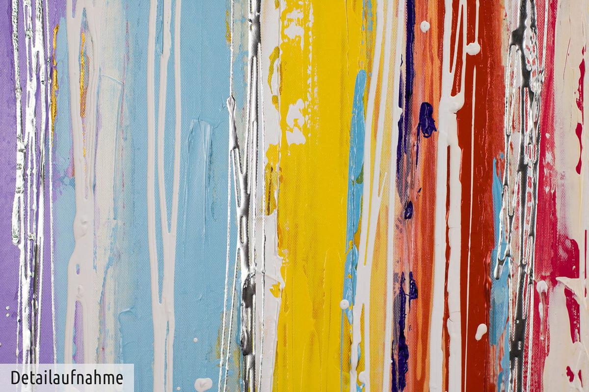ACRYLBILD HANDGEMALT 120/60 cm - Blau/Gelb, Holz/Textil (120/60cm) - KUNSTLOFT