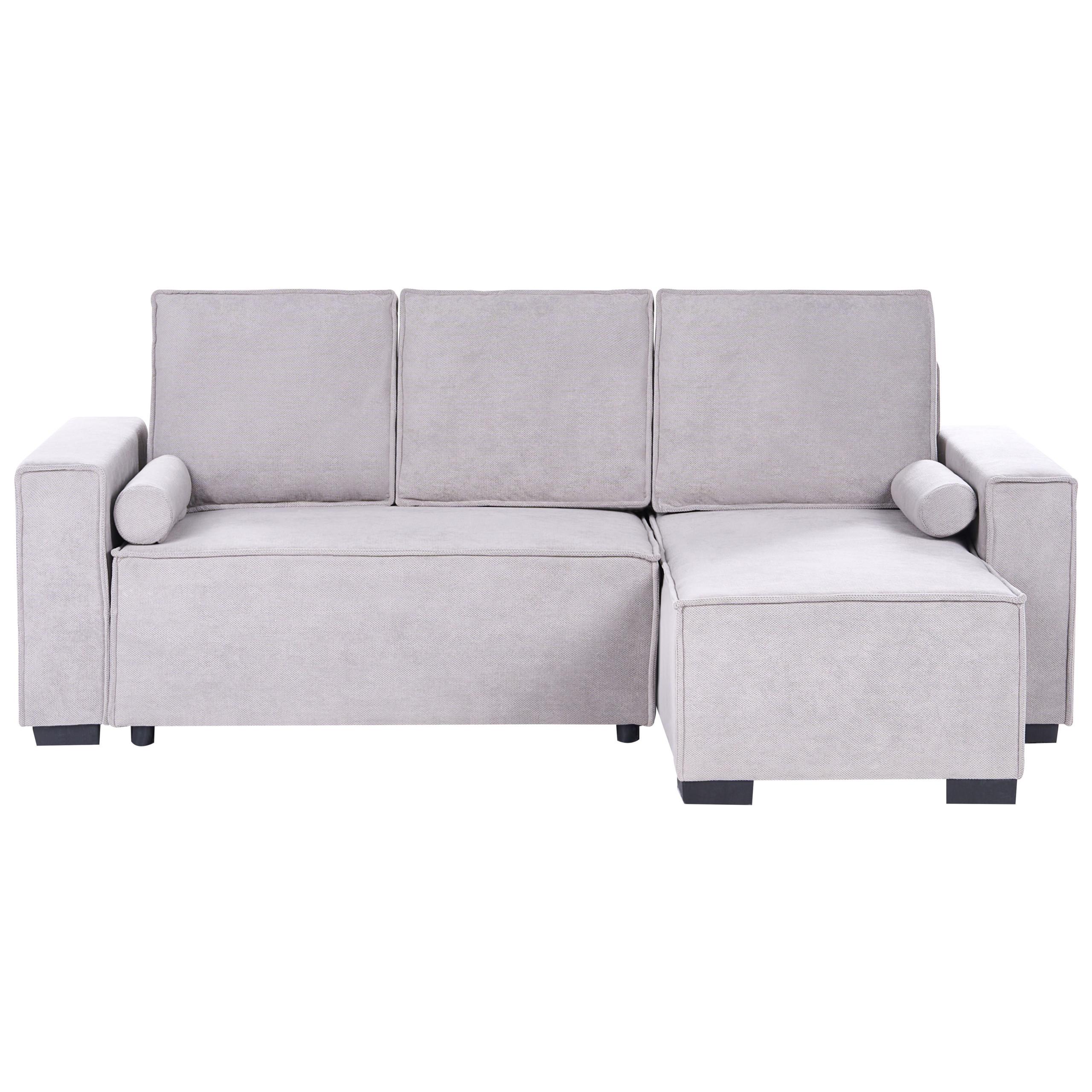 ECKSCHLAFSOFA 3-Sitzer Stoff Grau mit Stauraum linksseitig Edane - Grau, Textil (232/150cm) - Beliani