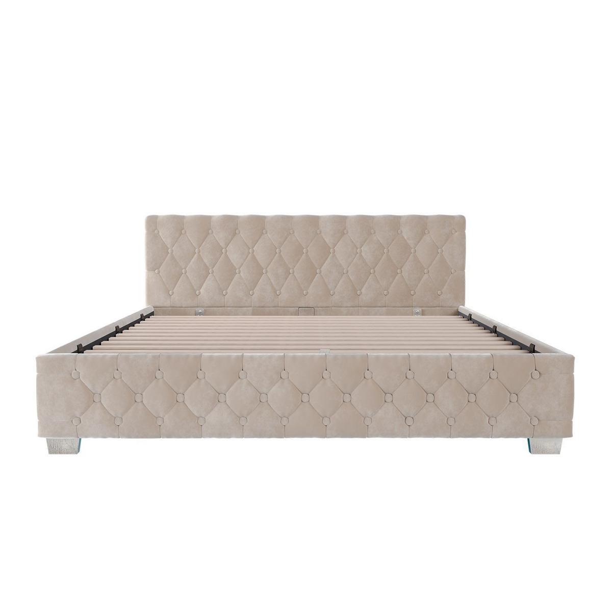 POLSTERBETT Nizza beige 180x200 cm mit Matratze - Beige, Holzwerkstoff (180/200cm) - Juskys