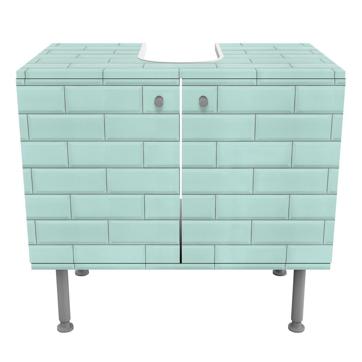 WASCHBECKENUNTERSCHRANK Keramikfliesen türkis 60/55/35 cm - Türkis, Holzwerkstoff (60/55/35cm) - Bilderwelten