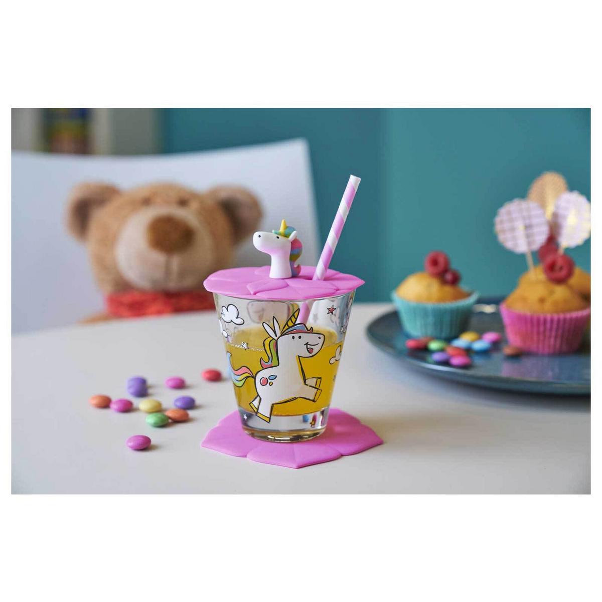 DECKEL Bambini Einhorn ø 9 cm - Pink/Weiß, Kunststoff (0.001L) - Leonardo Living