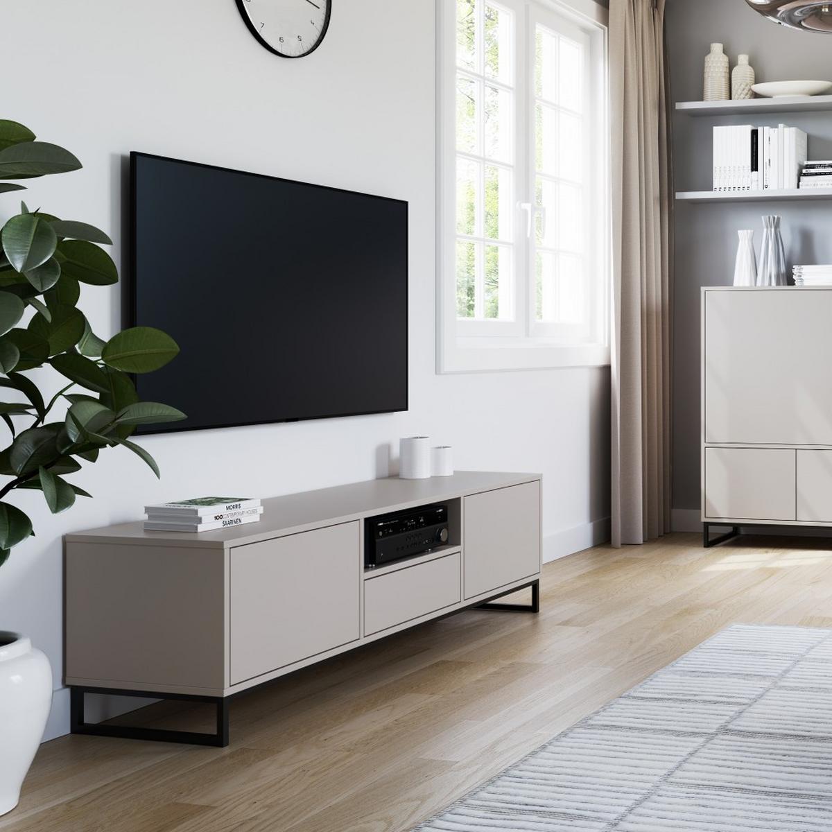LOWBOARD Giana mit 2 Türen und Schublade, 160 cm, Beige Sand - Sandfarben/Beige, Holzwerkstoff (160/48.5/45cm) - Beautysofa