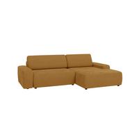 ECKSOFA Nancy Honig Cord - Schwarz/Honig, Holz/Kunststoff (264/162cm) - S-Style Möbel