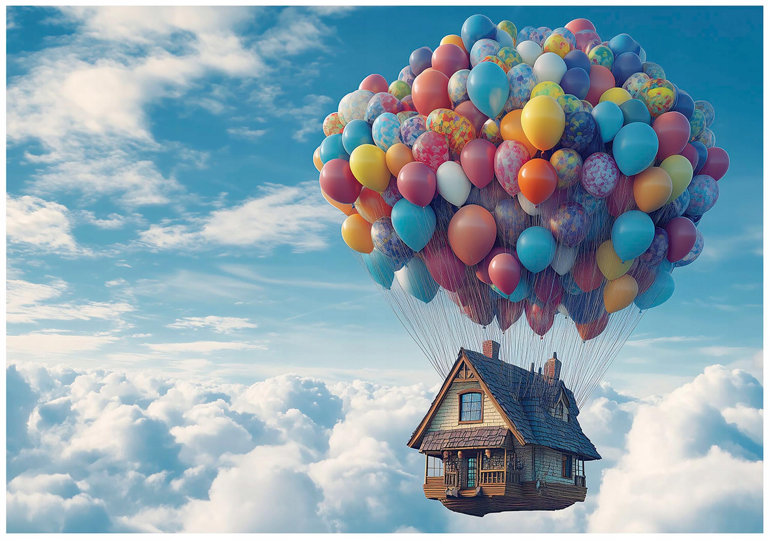 FOTOTAPETE Kinderzimmer Mädchen Märchenhafte Luftballons Himmel 150x105 - Multicolor, Papier (150/105cm) - Wallarena