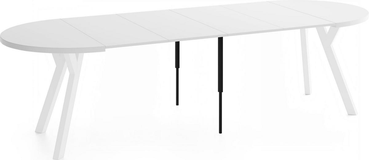 ESSTISCH Vero Weiß rund ausziehbar verlängerbar, Weiß 100-300/100/77 cm - Weiß, Holz/Holzwerkstoff (100/300/76.5cm) - WFL GROUP