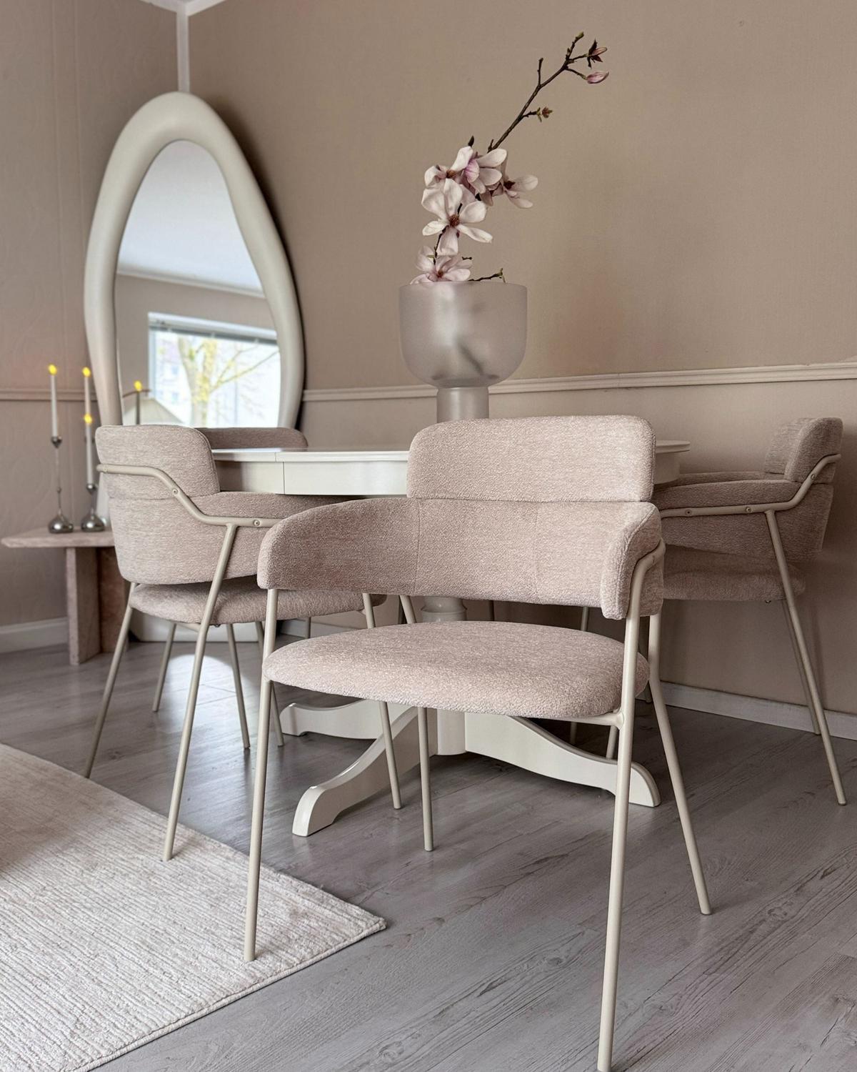 ESSZIMMERSTUHL 2er-Set Hellbeige Paonia - Beige, Textil (57/78/51cm) - Beliani