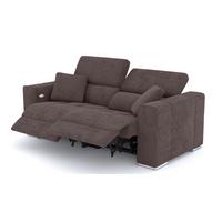 SOFA QUARTZ 3-Sitzer mit 2 Relaxfunktionen, dunkelbraun - Dunkelbraun/Silberfarben, Holzwerkstoff/Textil (204/80/102cm) - Wozimo