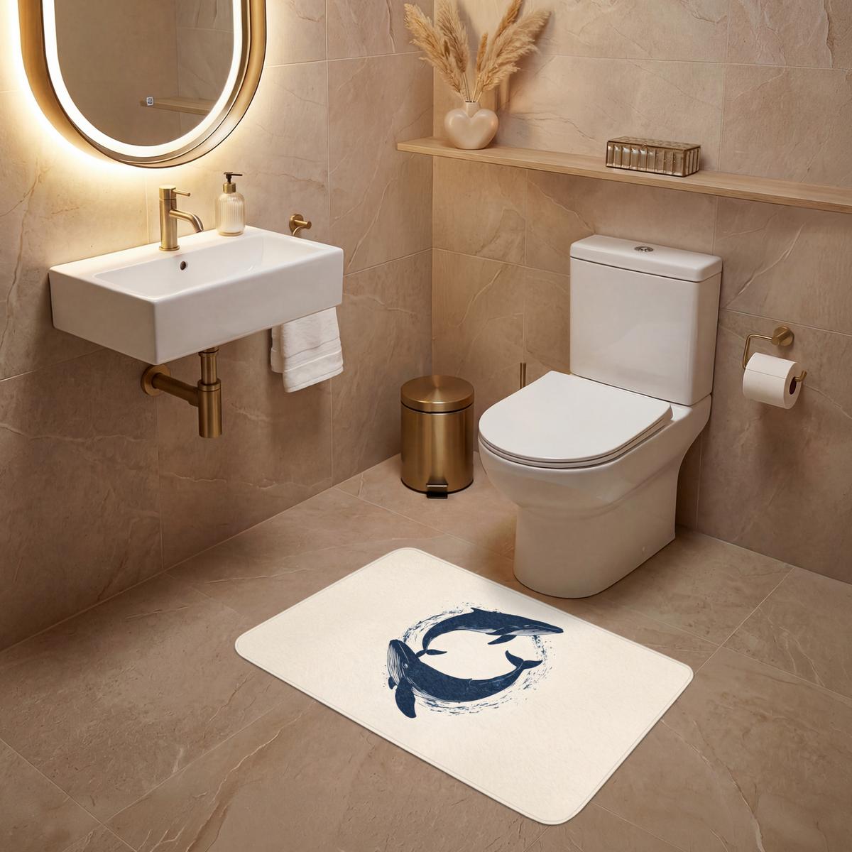 WC-VORLEGER Wale - Spritzer - Kreis - Dunkelblau Toilettenteppich 80x50 cm - Dunkelblau, Textil (80/1cm) - OnlyWow