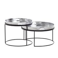COUCHTISCH 2er Set Aluminium Hammerschlag Handgefertigt, Silber 56x56x33 cm - Silberfarben/Schwarz, Metall (56/56/33cm) - KADIMA DESIGN