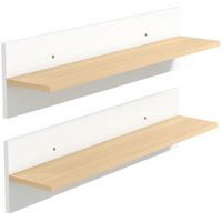 WANDREGAL 2er Set Spanplatte Weiß Naturholz - Weiß, Holzwerkstoff (80/20/16.5cm) - HOMCOM