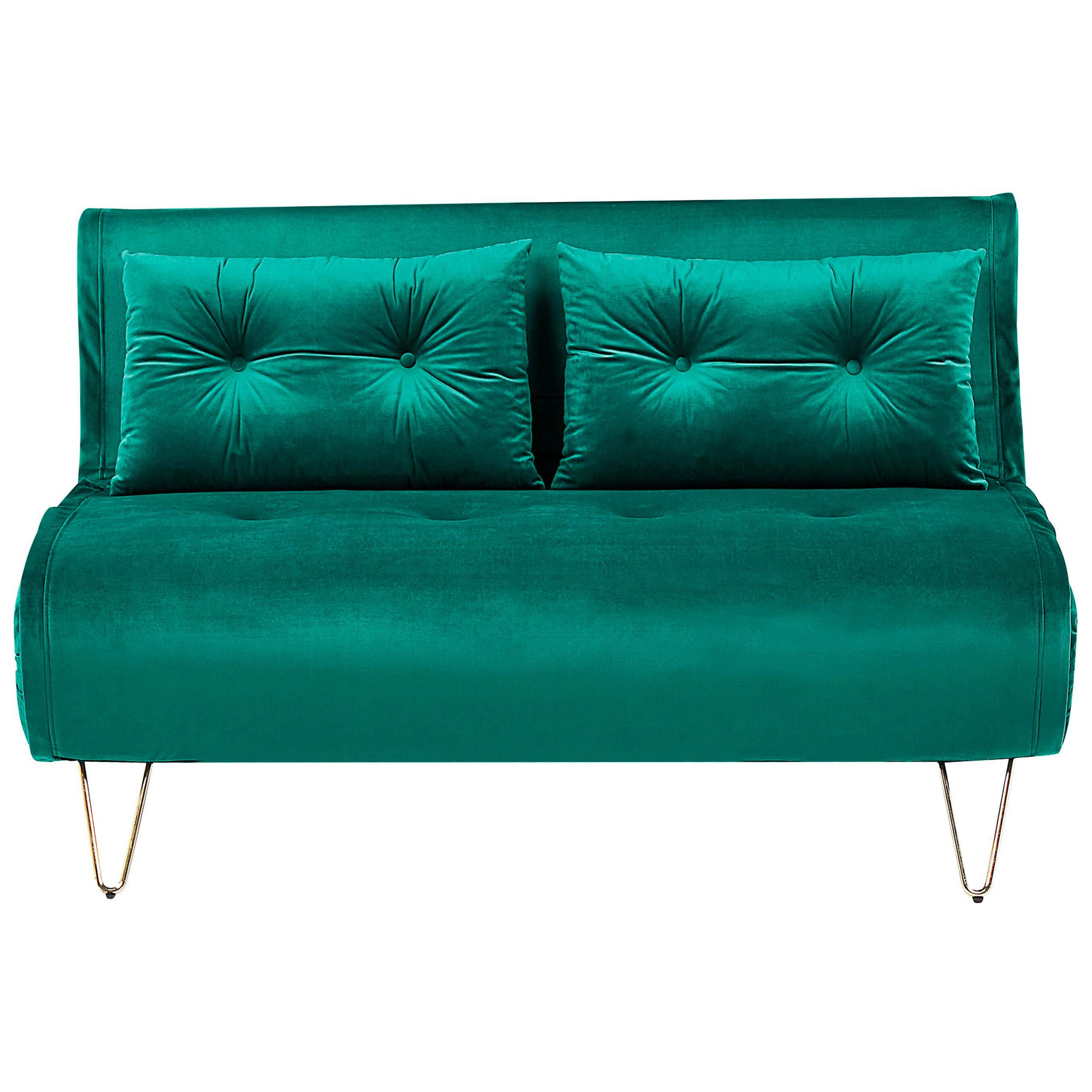 2-SITZER-SCHLAFSOFA Samtstoff Dunkelgrün Vestfold - Dunkelgrün, Textil (130/81/78cm) - Beliani