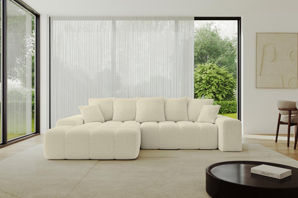 ECKSOFA Ottomane Links ENSI-L - 267x164x69 cm Creme - Hellbraun/Creme, Holzwerkstoff/Kunststoff (267/164cm) - ALTDECOR