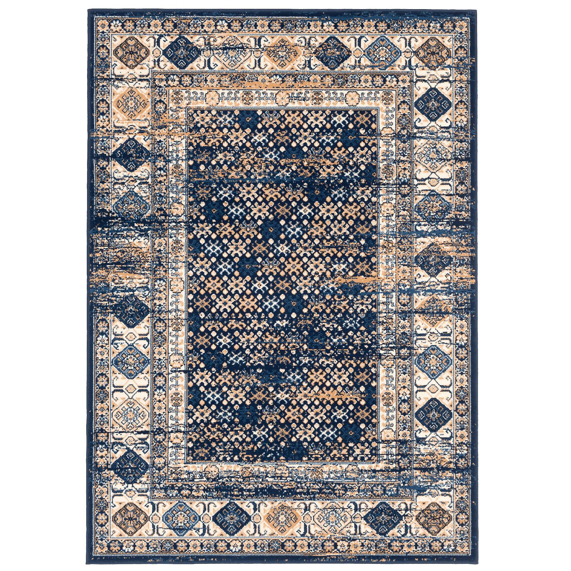 DESIGNER TEPPICH POP-VINTAGE ORIENT BORDÜRE - Blau, Textil (140/200cm) - Pergamon